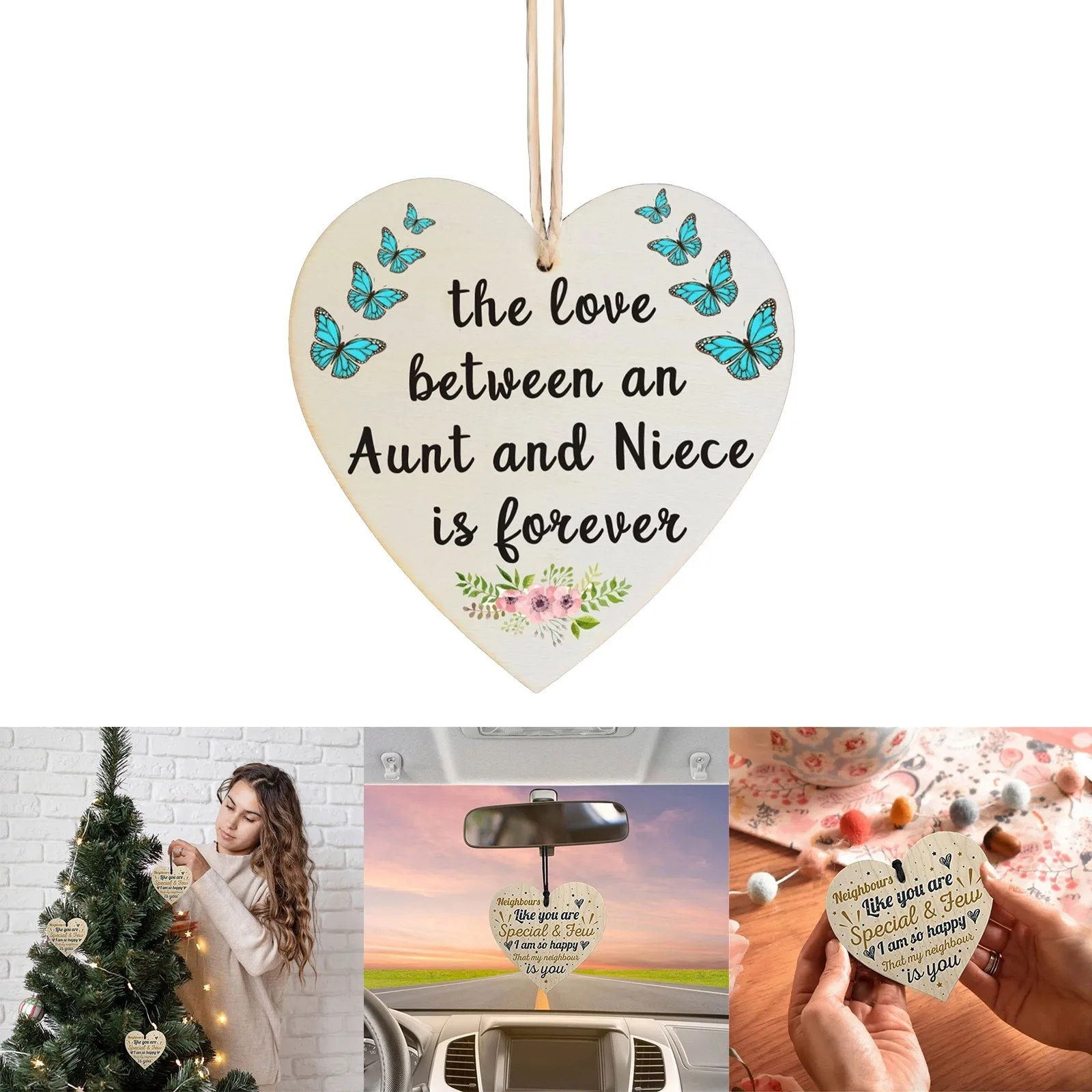 Кулон в виде елки с надписью Тетя