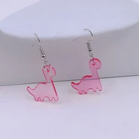 y2k transparent cute dinosaur handmade drop earrings for girl women fashion acrylic dangle earring female jewelry birthday gifts