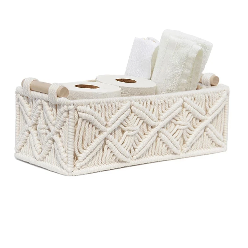 

Bohemian Storage Box Cotton Rope Woven Storage Basket Home Sundries Organizer Desktop Decoration Tissue Boxes Canasta De Mimbre