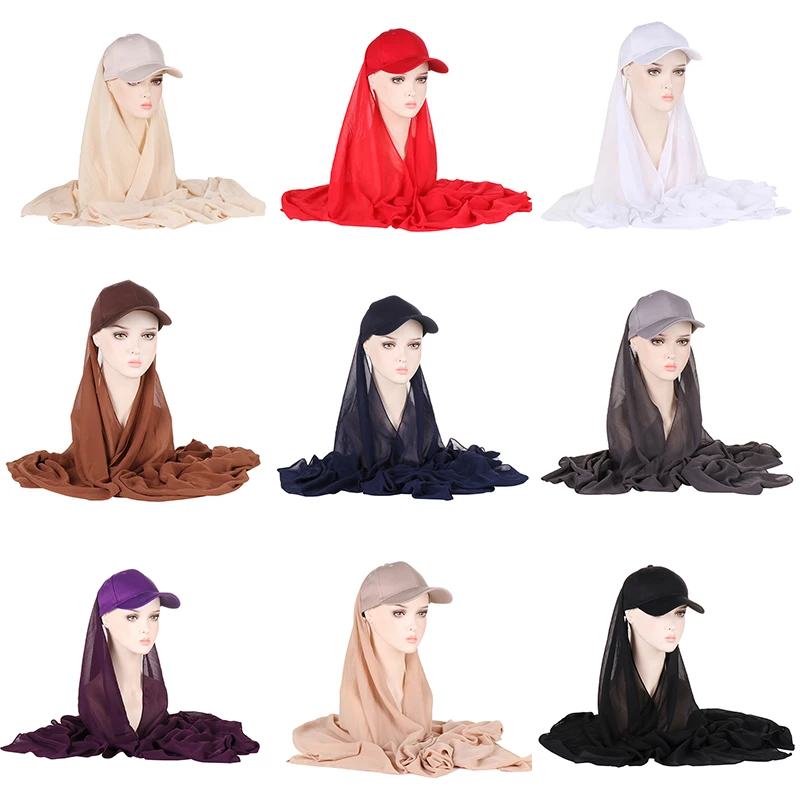 

Женская Бейсболка, кепка, хиджаб, шаль, мгновенный хиджаб, бандана, абайя, тюрбан для женщин, новинка 2022, готовая к ношению, защита от солнца