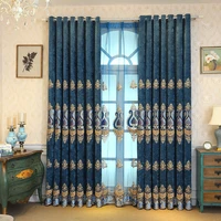 chenille blackout curtains european embroidery shading curtains sheer 2 panels drapes for living room bedroom decoration