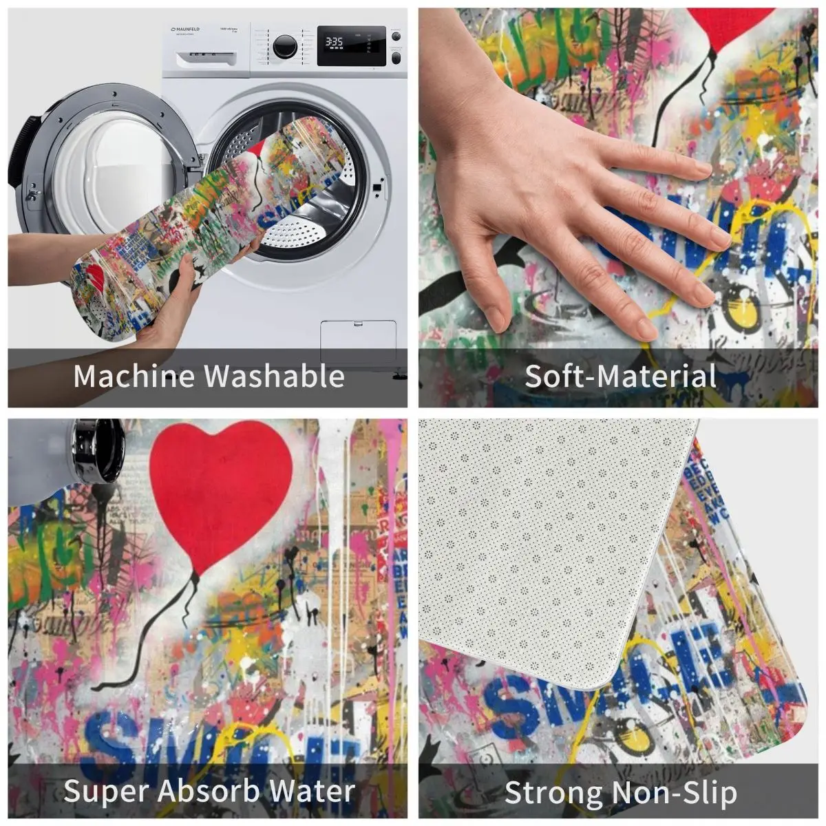 Напольный коврик для ванной с изображением девушки воздушного шара