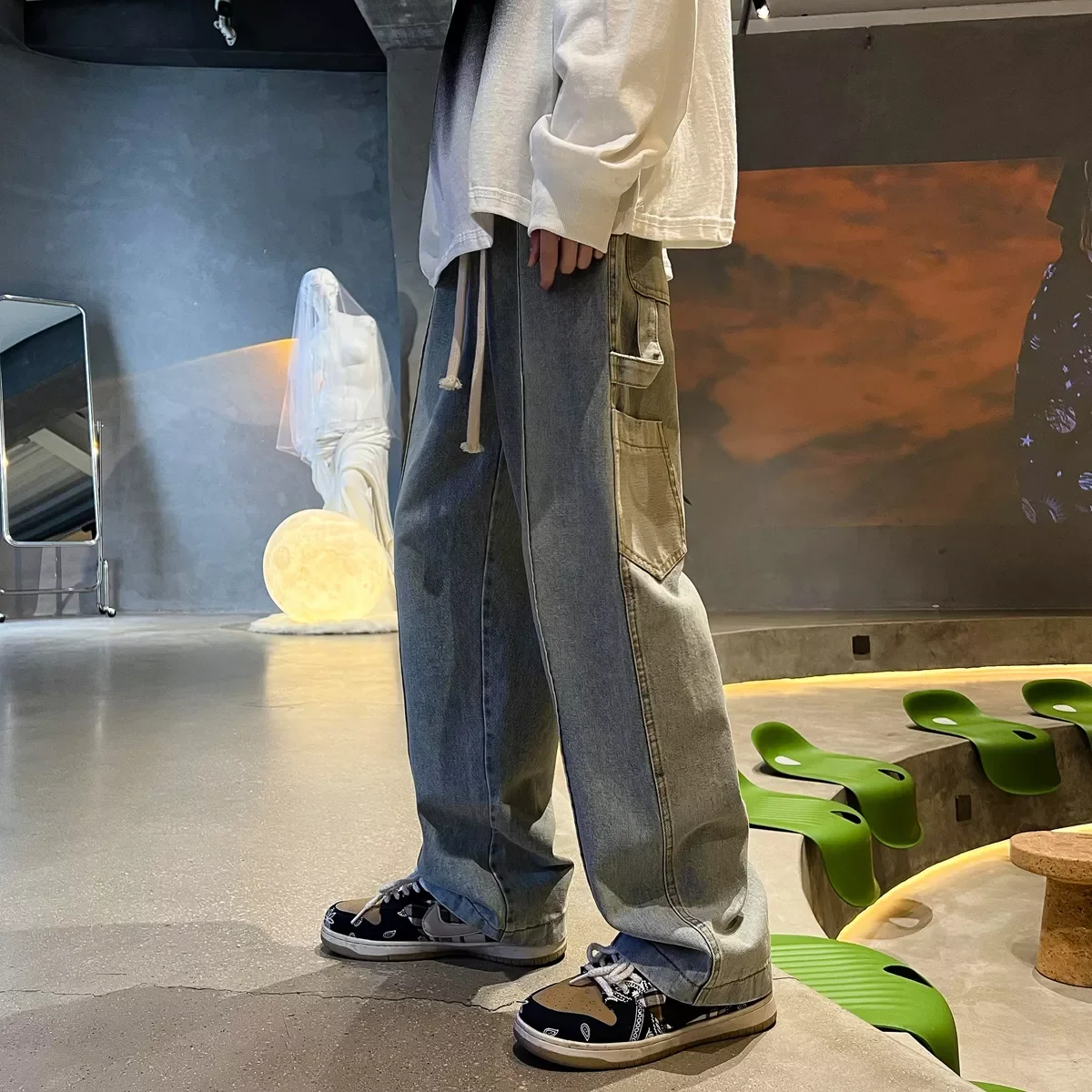 

New Man Jeans Pants for boy Casual Baggy hip hop Men's Women's jeans Neutral Denim Trousers Loose Straight Men Jeans asthetic
