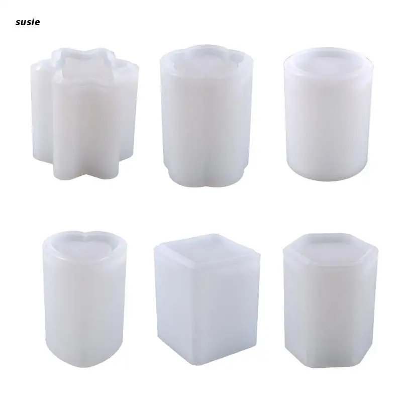 

X7YA Small DIY Resin Mold Silicone Mould Pen Holder Lipstick Makeup Brushes Container