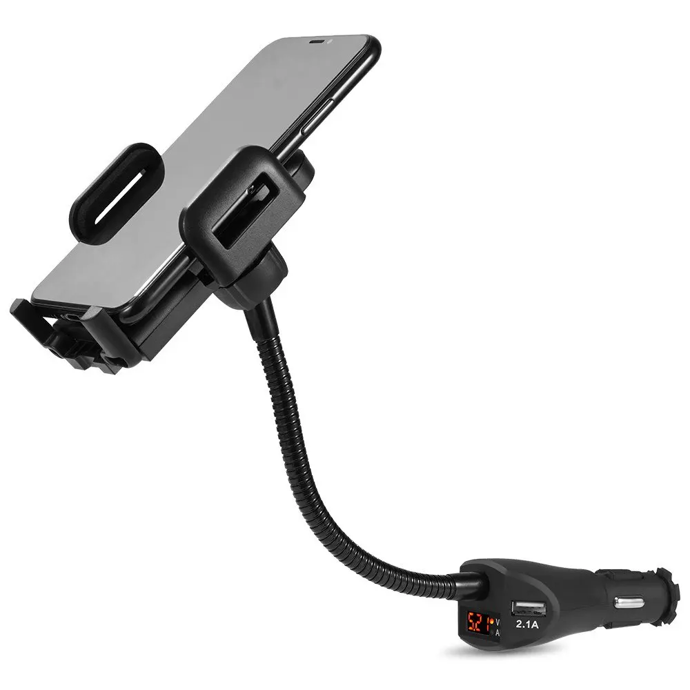 

360 Rotating Flexible Gooseneck Car Mount Cradle Holder with Dual USB Charger