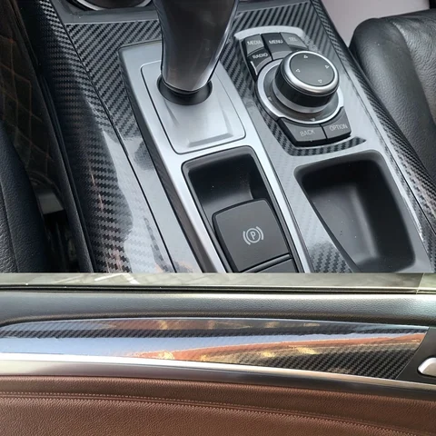 Автомобильный Стайлинг, углеродное волокно, салон автомобиля, центральная консоль, изменение цвета, литые наклейки, наклейки для BMW X6 E71 2008-2014