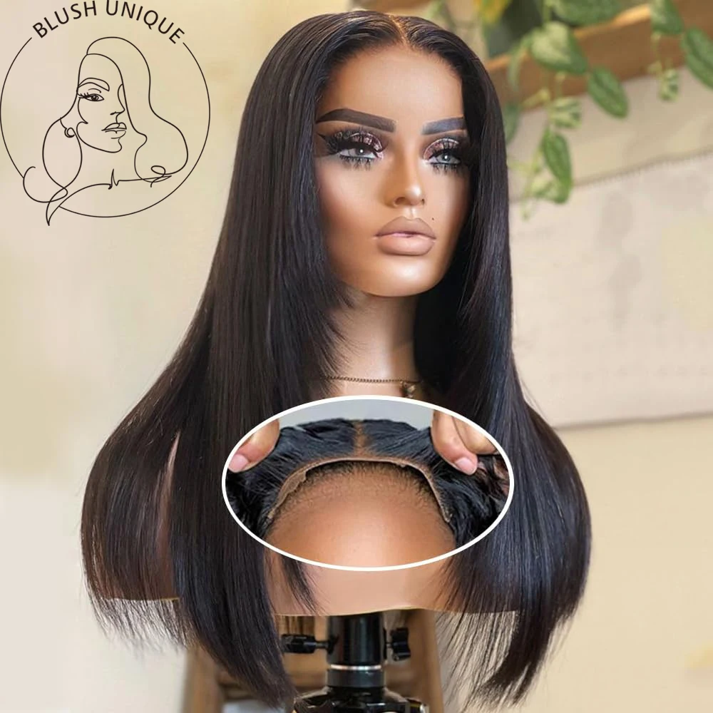 

Wear and Go Glueless Wig Layered Cut 4x4 Straight Lace Front Wigs Pre Plucked Wig Lace for 180% Density HD 4x4 Lace Closure Wigs