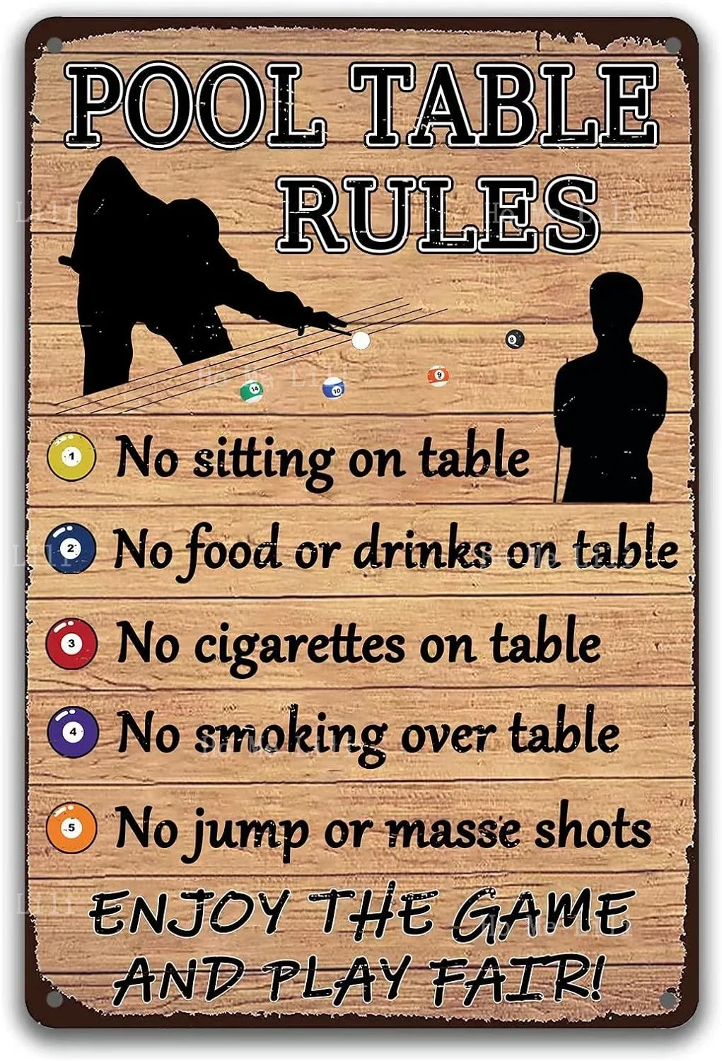 Aim Shoot Swear Повторите бильярдный винтажный вид Железное украшение Плакат Знак для