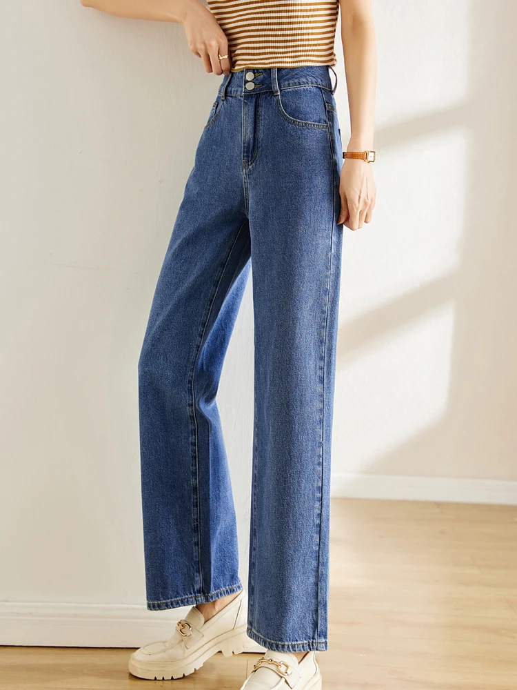 

Vimly High Waist Baggy Jeans Denim Bottoms Loose Straight Spring 2023 Vintage Korean Women Trousers Wide Leg Jean Pants 70692