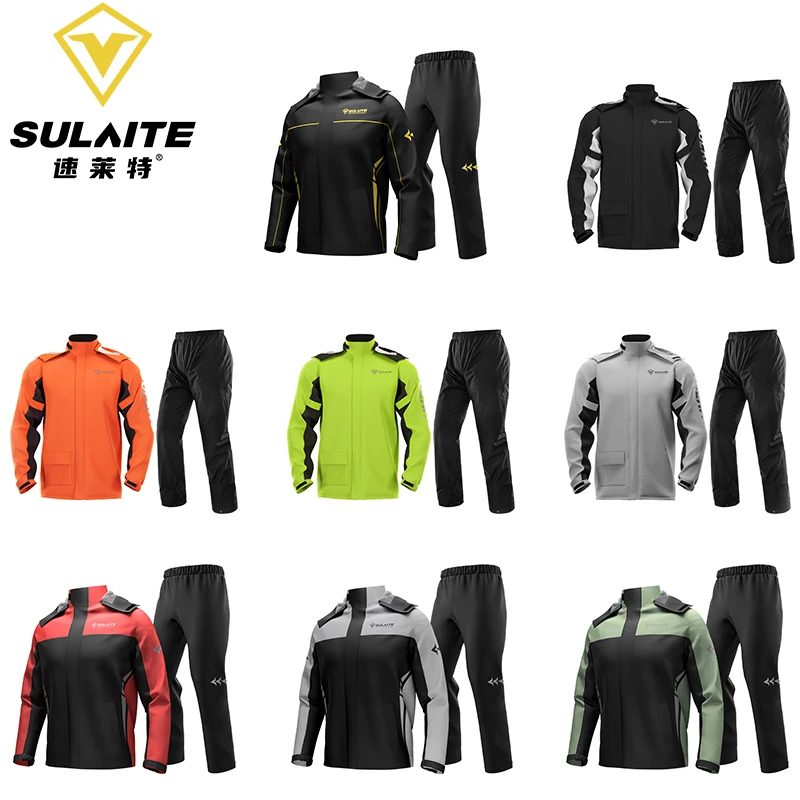 

Sulaite Men Motorcycle Raincoat Motorbike Rain Suit Moto Raincoat Rain Coat Jacket Pants Biker Rain Set Waterproof Motorcyclist