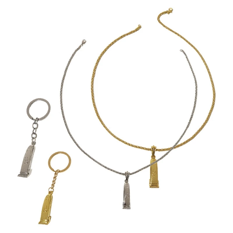 

Ожерелье с подвеской для мужчин, серебристо-золотистая цепочка для парикмахерской, стиль бритвы, 27,5 дюйма, простое Ювелирное Украшение, Подарочная цепочка 27,5 дюйма