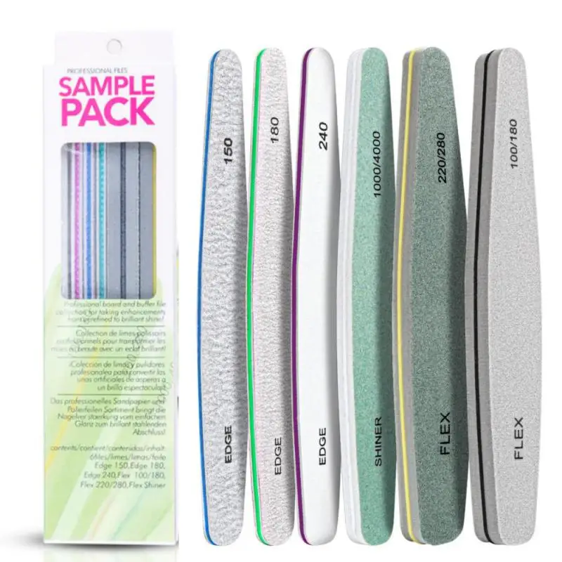 Пилка для ногтей с набором подушек 6 шт. пилка и блок натуральных зернистостью