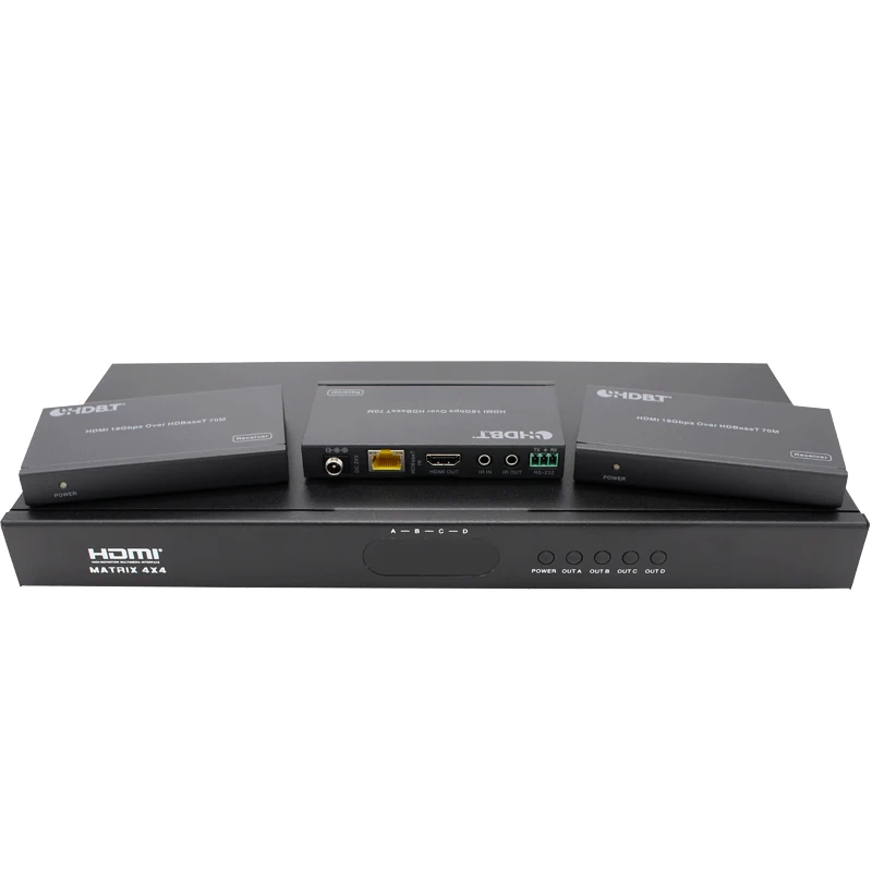 4K UHD HDR10 POC RS232 IP-контроль 4x4 HDBaseT HDMI 2 0 матричный коммутатор удлинитель до 70 м для