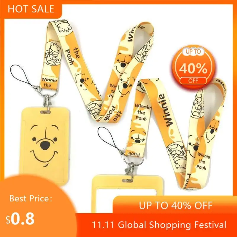 

Pooh Bear Winnie Key lanyard Car KeyChain ID Card Pass Gym Mobile Phone Badge Kids Key Ring Holder Jewelry Decorations
