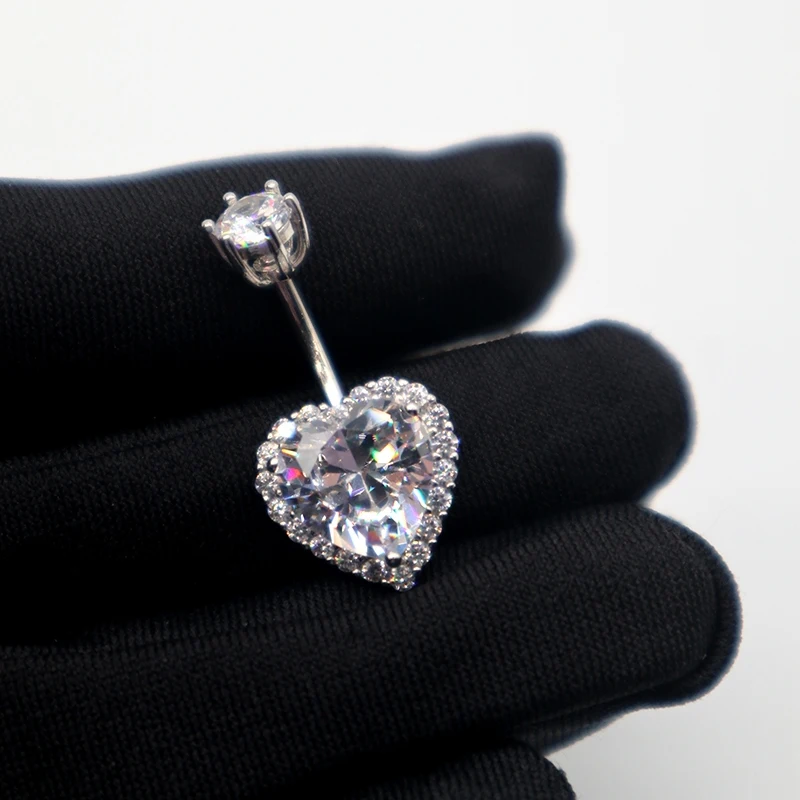 

Crystal Zircon Ball Belly Button Rings Stainless Steel Sexy Navel Piercing Ring Heart Belly Piercings Navel Bar Piercing Ombligo