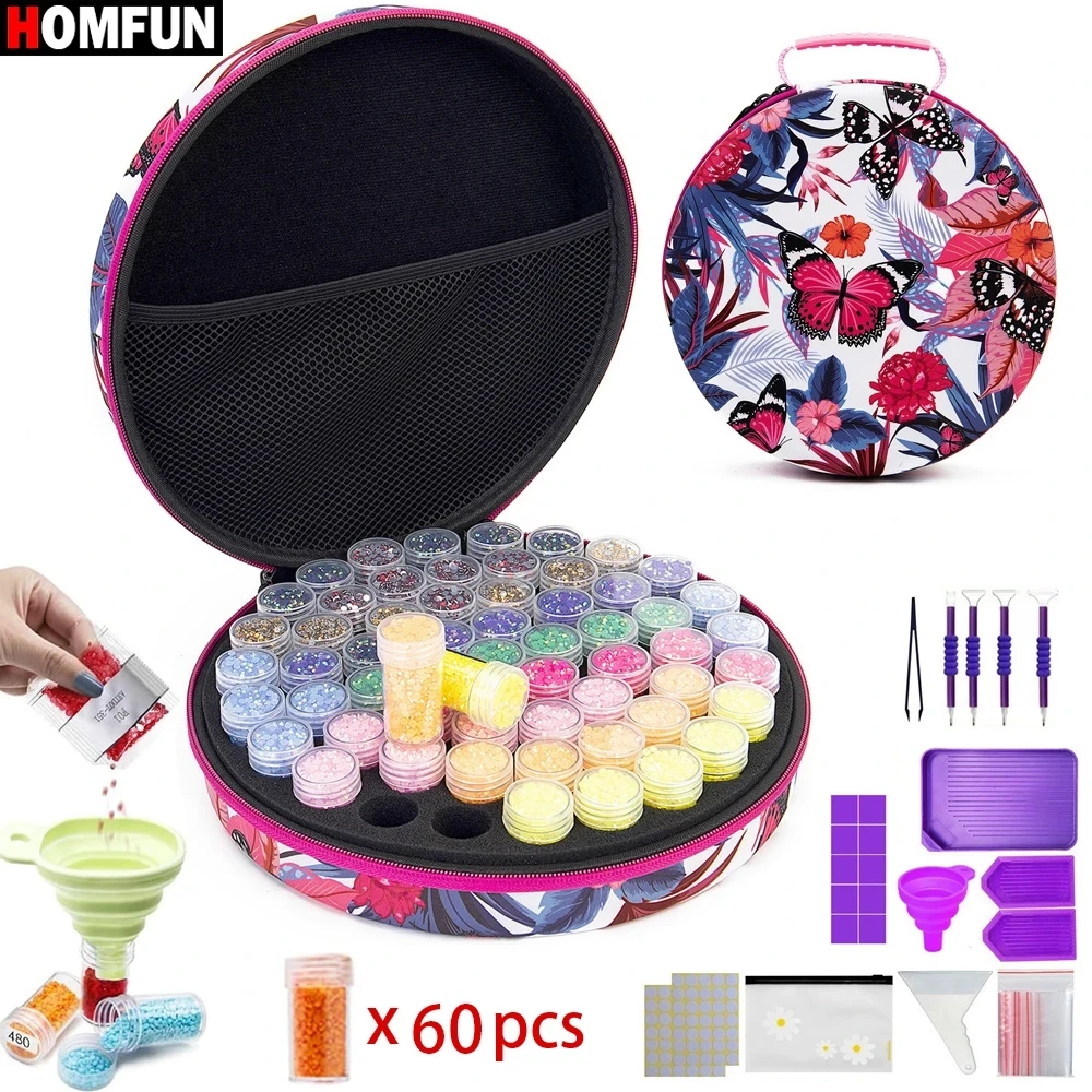 HOMFUN коробки для хранения алмазной живописи 60 сеток набор бабочек из бисера с