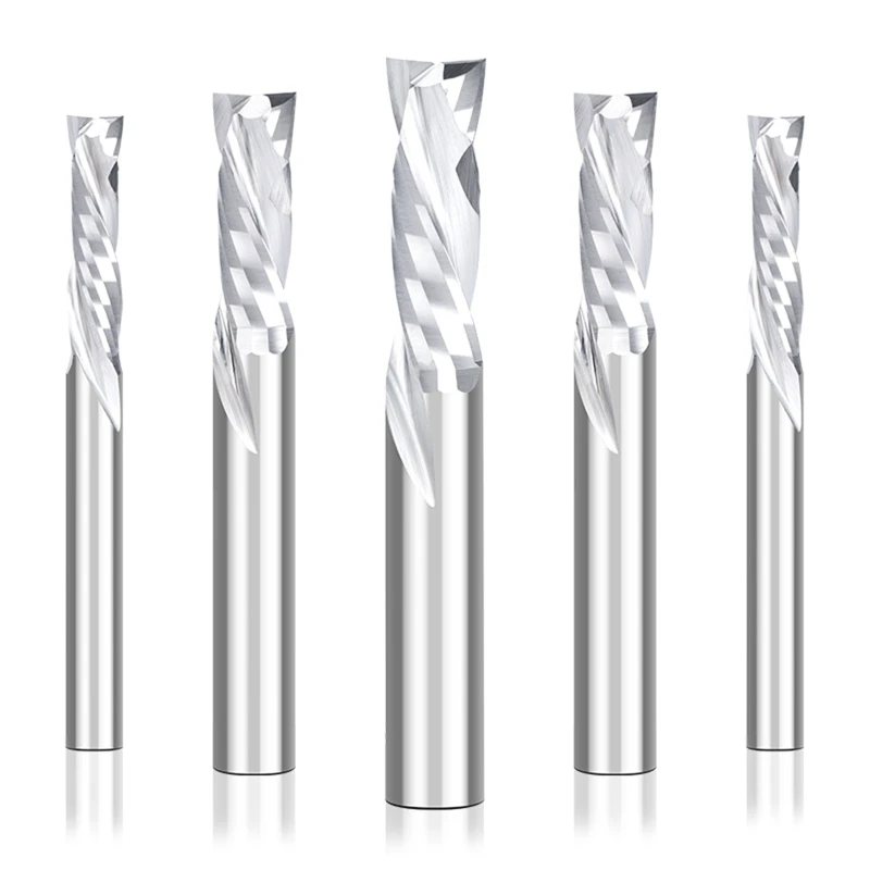 

6mm Shank Diameter 2 Flutes Milling Cutter 5x Up & Down Cut Spiral Router Bits Anti-rust Tungsten Steel for Sculpturing