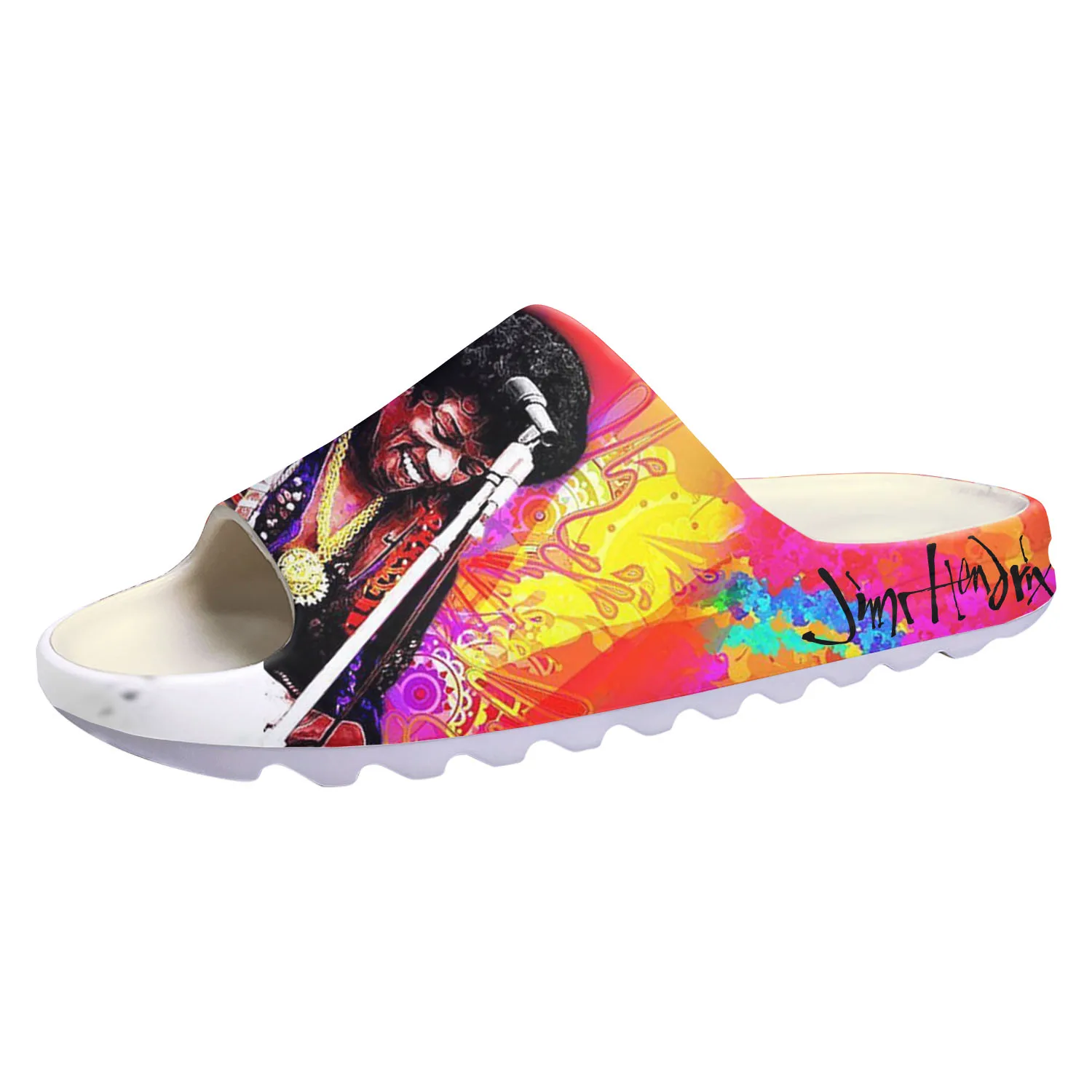 

Jimi Hendrix Guitarist Soft Sole Sllipers Home Clogs Step on Water Shoes Mens Womens Teenager Customize on Shit Beach Sandals