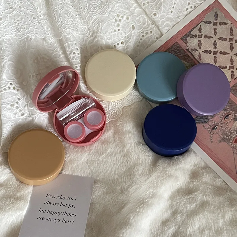 Матовый милый дорожный набор для женщин с круглыми зеркальными линзами