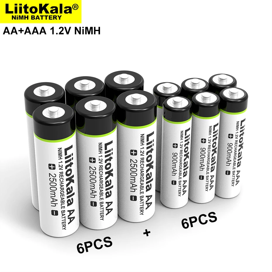

Liitokala Original 1.2V AA 2500mAh AAA 900mAh Ni-MH Rechargeable Battery For Temperature Gun Remote Control Mouse Toy Batteries