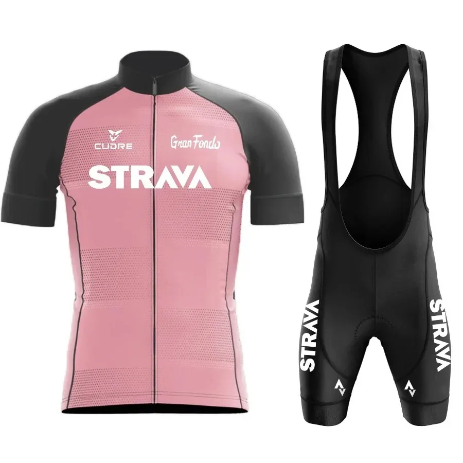 2024 Strava Men's Cycling Shirt Set Summer Breathable Absorb Quick Drying MTB Uniform Wear