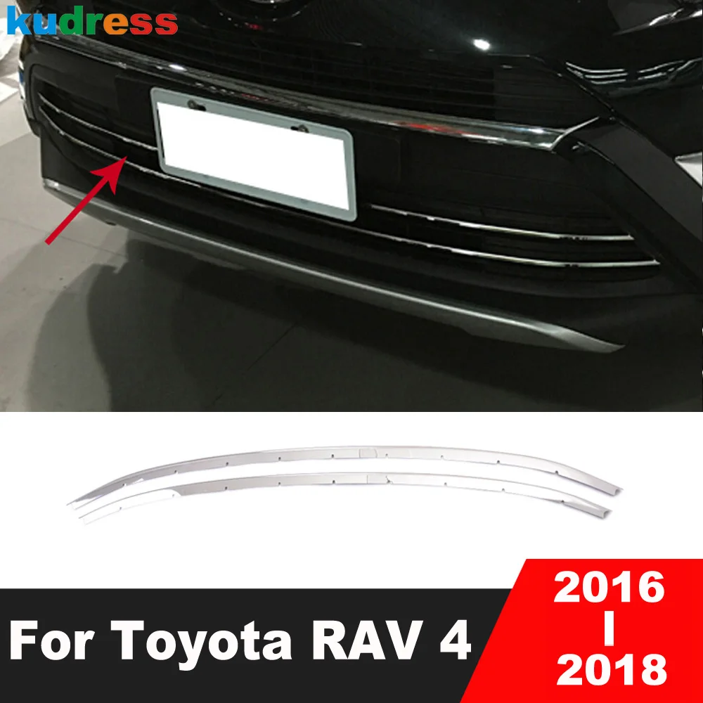 

Для Toyota RAV4 RAV 4 2016 2017 2018 нержавеющая Автомобильная Передняя Центральная решетка гриля крышка молдинги полосы стикер аксессуары 2 шт.