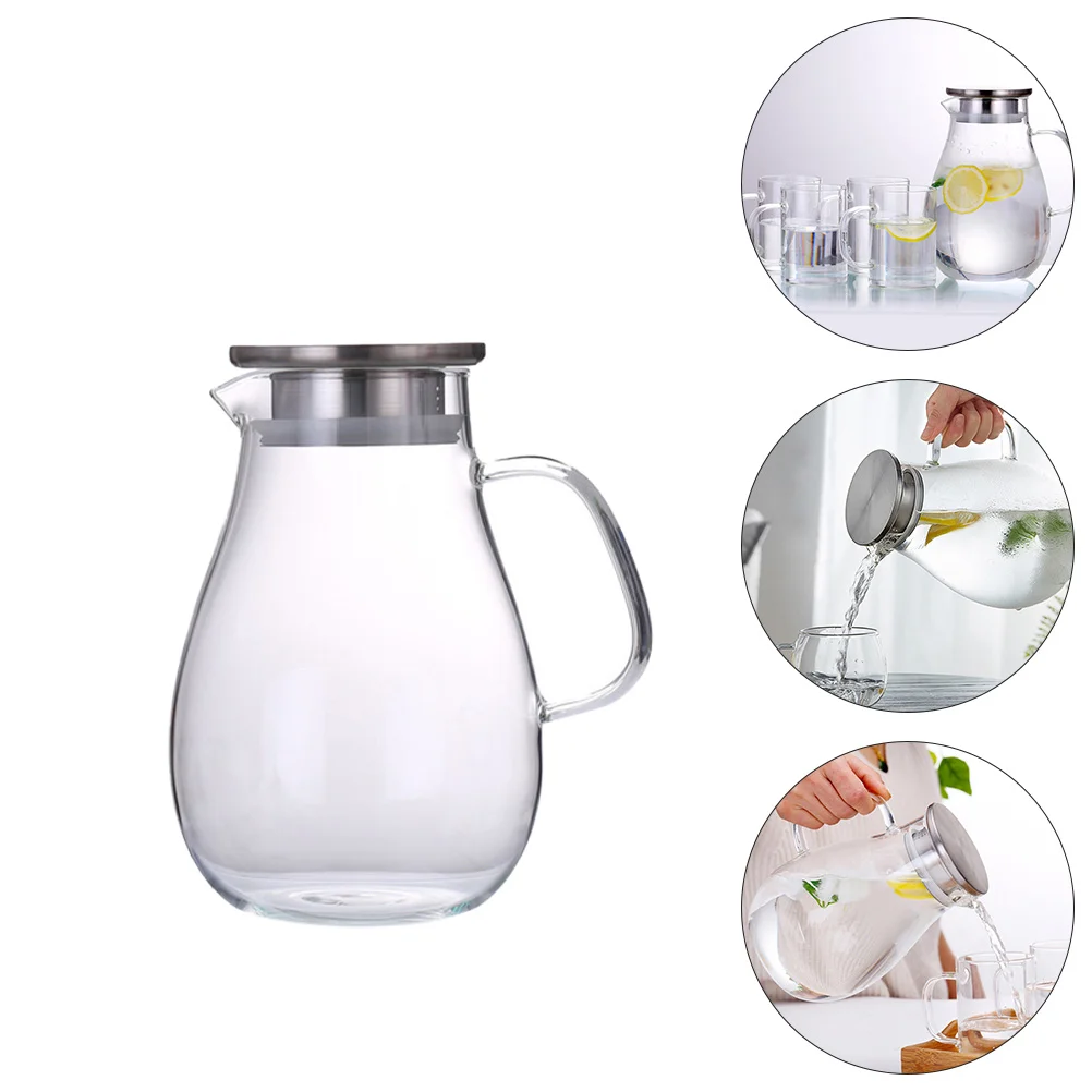 

1pc Household Glass Water Jug Juice Kettle Large Capacity Beverage Kettle