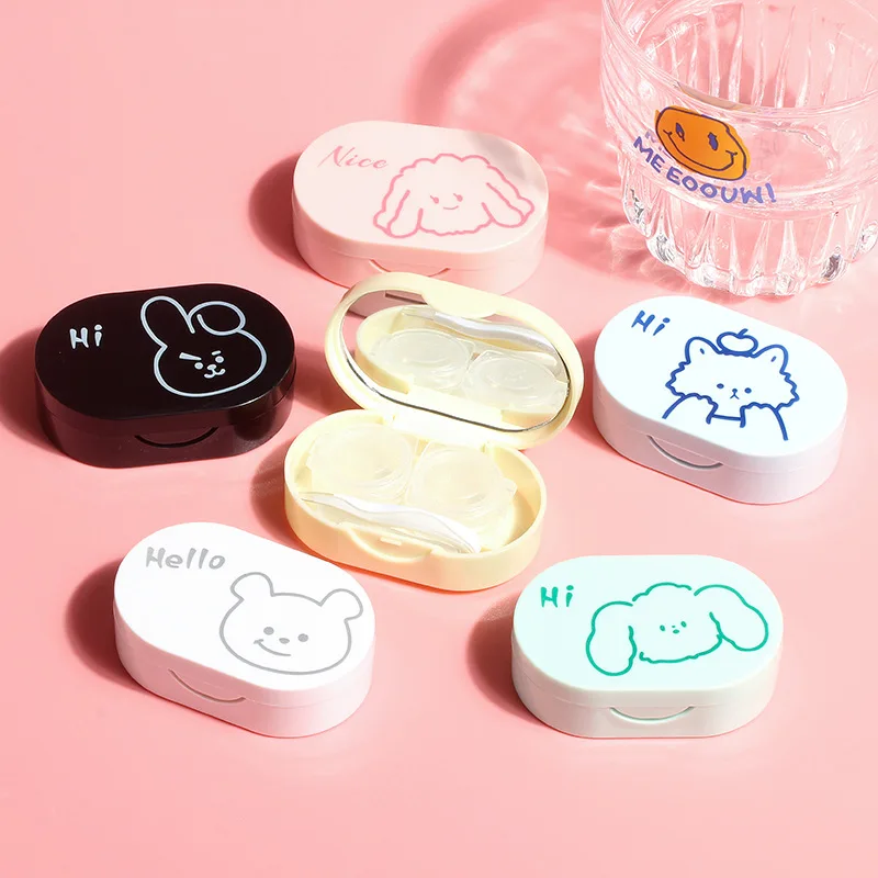 

Dropshipping Free Shipping Candy Solid Color Women Cute Contact Lenses Box Lens Case Eyes Care Kit Glasses Case Holder Container