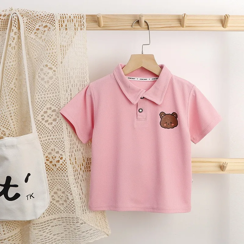 

Летняя одежда для маленьких мальчиков, Детские однотонные хлопковые футболки-поло для девочек, рубашки с коротким рукавом для малышей, детские топы