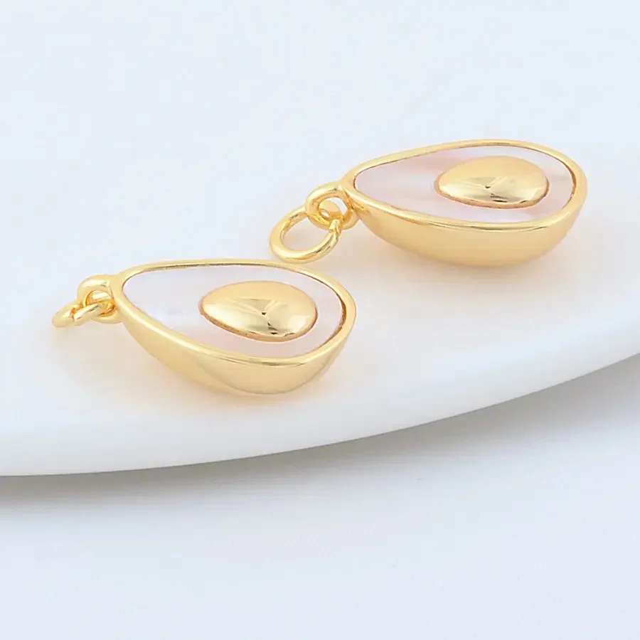 Латунные подвески в виде ракушек для ожерелья и сережек 2 шт. 11 х18 мм 14 к