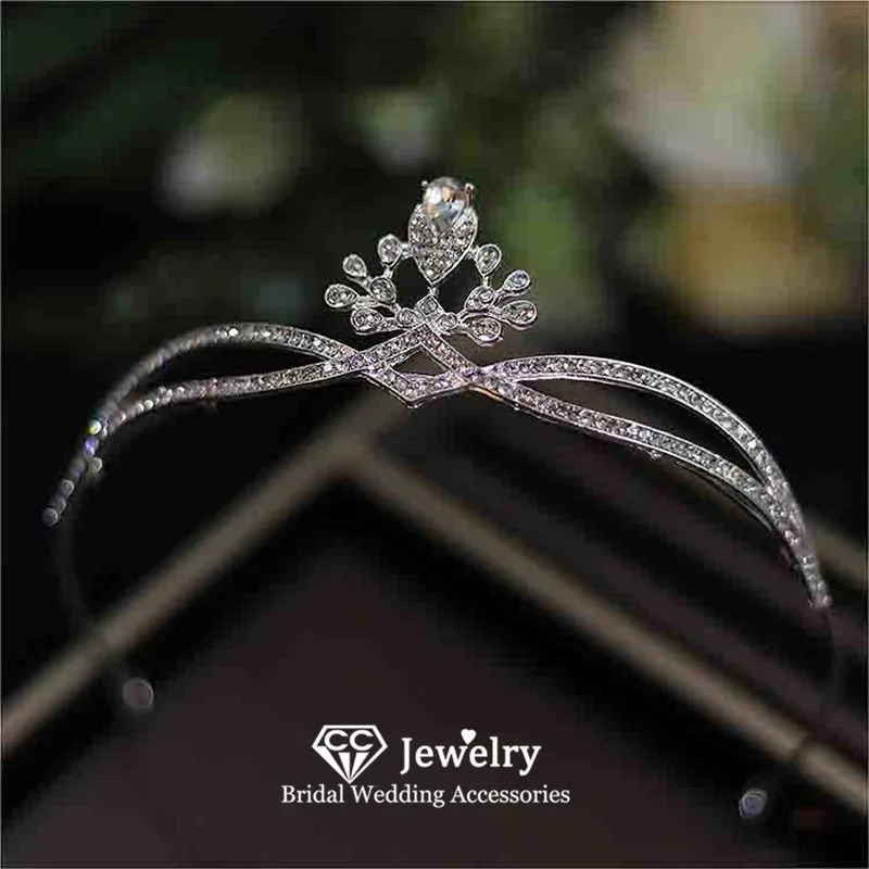 CC свадебная корона, Женские аксессуары для волос, свадебный головной убор, обручальные повязки для волос в форме капли воды, диадема для конкурса, головной убор, HS177