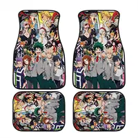 Anime My Hero Academia Characters Car Floor Mats Full Set for Front & Rear Universal fit Most SUV Truck Stitch Non-
