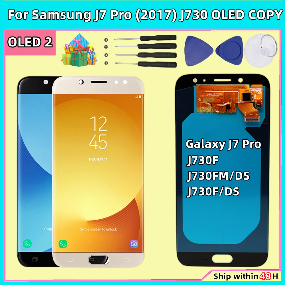

AMOLED LCD Display For Samsung Galaxy J7 Pro 2017 J730 J730F J730GM J730G Lcd With Touch Screen Digitizer Assembly Replacement