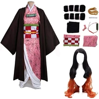 kamado cosplay costume outfit kimono with hairwear and bamboo