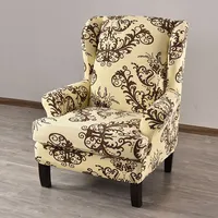 High Quality Printed Backrest Chair Cover Stretch Spandex Office Living Room Wing Chair Cover with Cushion Cover Home Decor