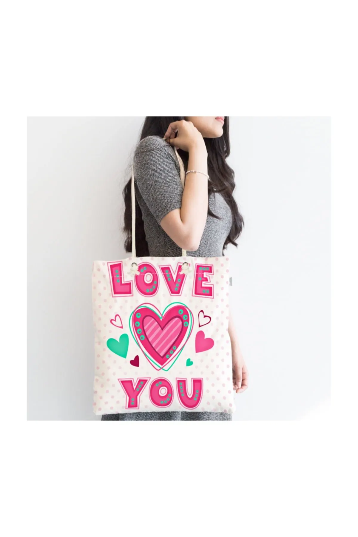 

Женская пляжная сумка с острым принтом Love You, тканевая сумка-тоут на молнии с цифровым принтом, модная летняя большая сумка для покупок через...