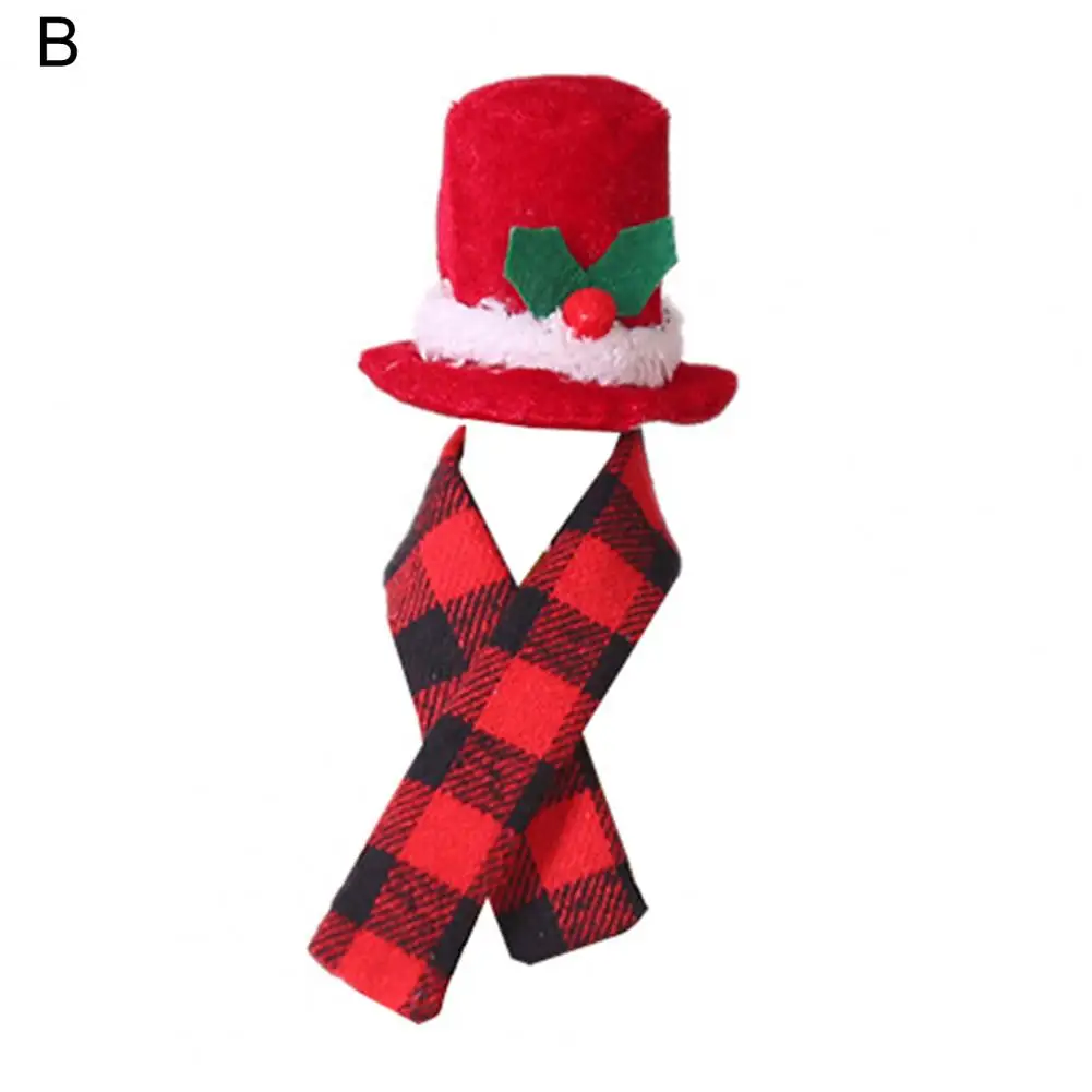 

Lovely Plaid Washable Champagne Bottle Scarf Hat Christmas Home Decor Wine Bottle Scarf Hat Bottle Hat Ornament 2Pcs/Set