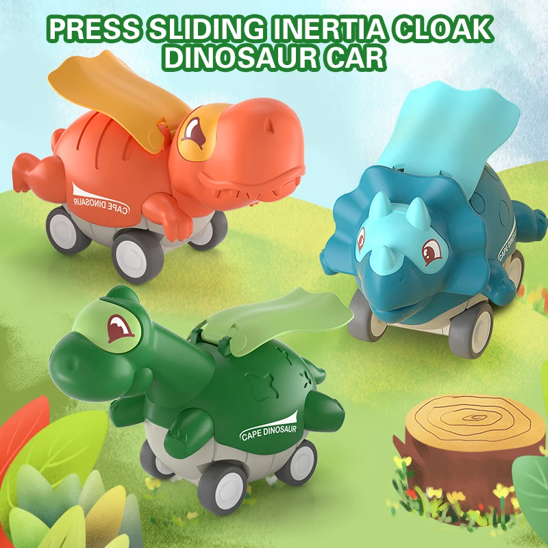 

Cartoon Cape Dinosaur Toy Cars Press to Slide Plastic Racing Car Toy Vehicle Stuffer Gift for Kids Cartoon Plastic YH-17