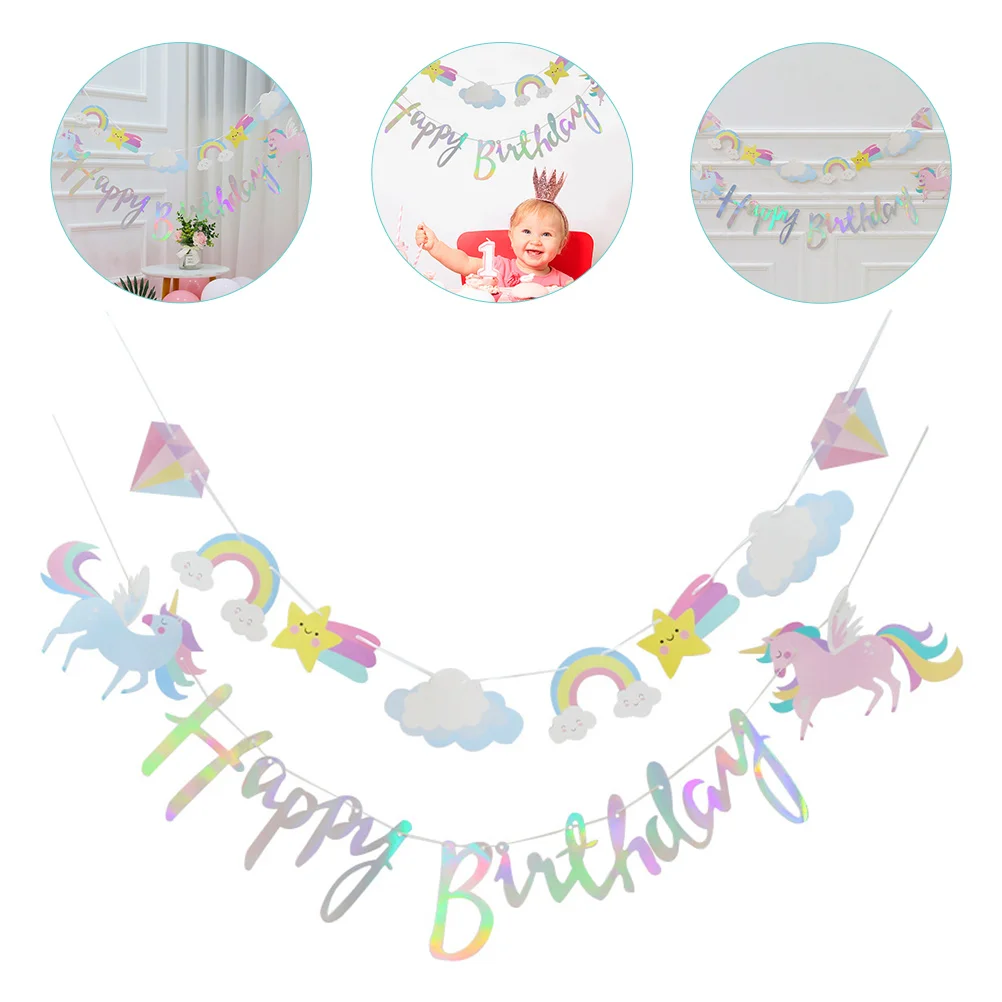 

Birthday Bannerbunting Hanging Decorationpaper Baby Decorative Showerkids Flag Decor Ornament Garland Letter Sign Decorations