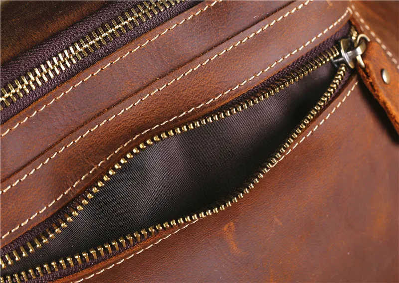 Vintage crazy horse cowhide men's chest bag fashion outdoor daily multifunctional genuine leather waist bag crossbody bag