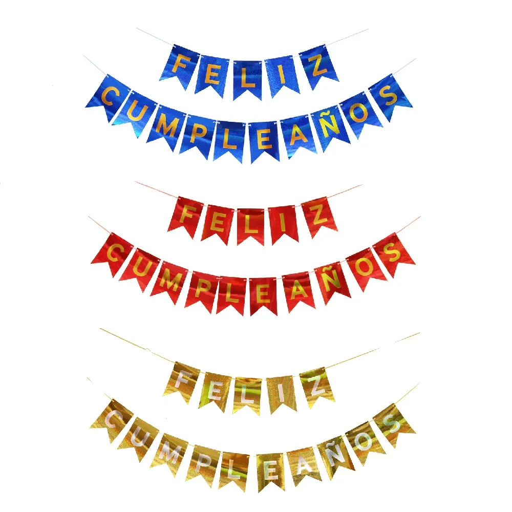 

Spanish Letter Pull Flag Laser Spanish Happy Birthday Banner Decorative Alphabet Pendant Birthday Party Decor