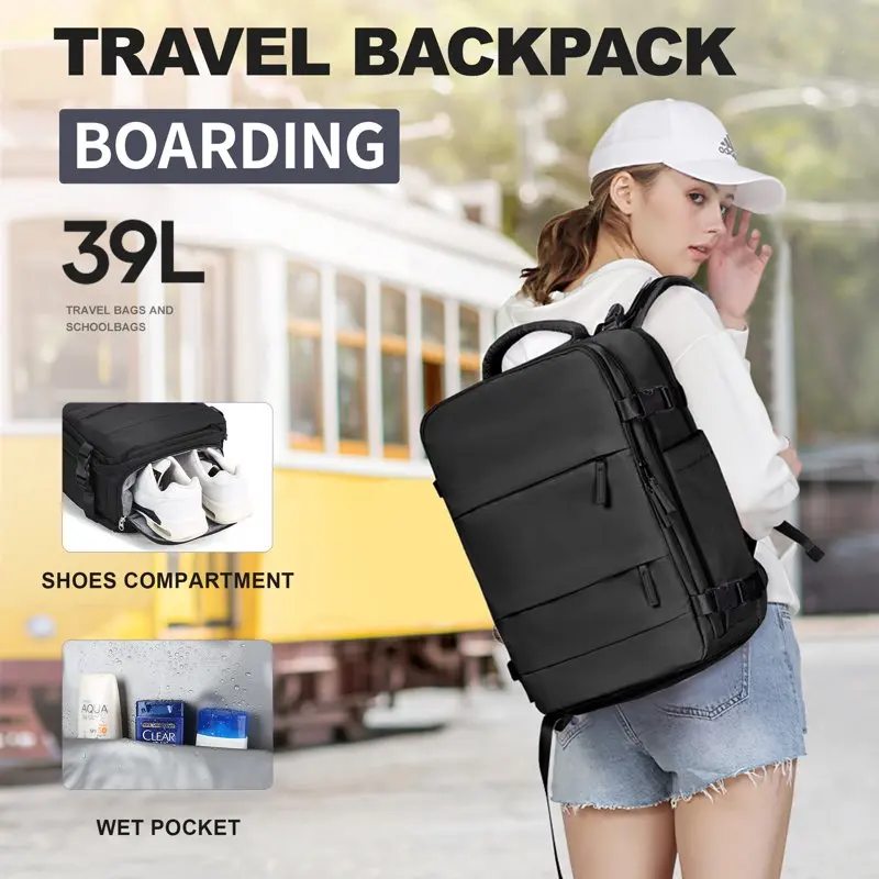 Large Travel Backpack Women, Carry On Backpack,Hiking Backpack Waterproof Outdoor Sports Rucksack Casual Daypack School Bag Blac