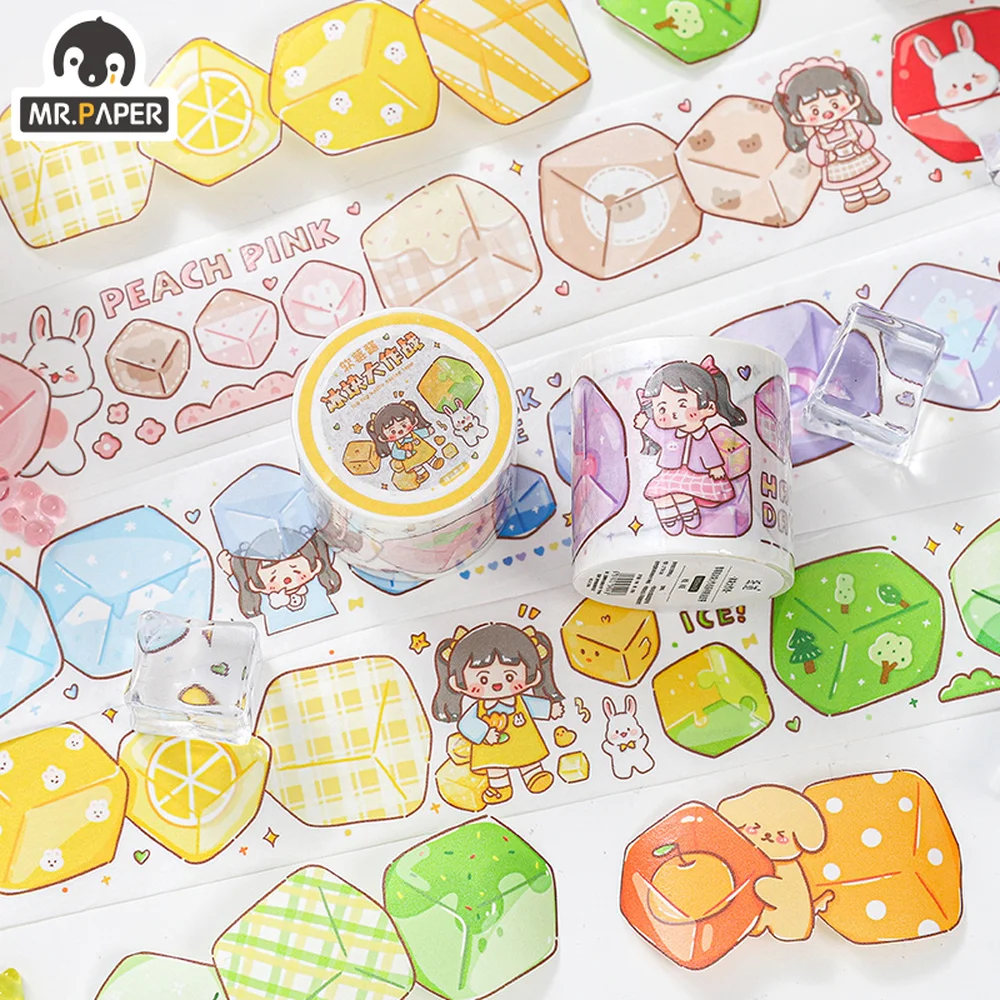 

Mr.paper 1 Roll Ice Cube War Series Washi Tape Cute Girl's Hand Account Decorative Material Collage DIY Sticker Masking Tape