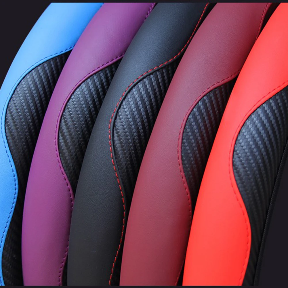 

Universal 15"/38cm Car Steering Wheel Cover Leather Anti-slip Auto Interior Accessories For Protecting Steering Equippments