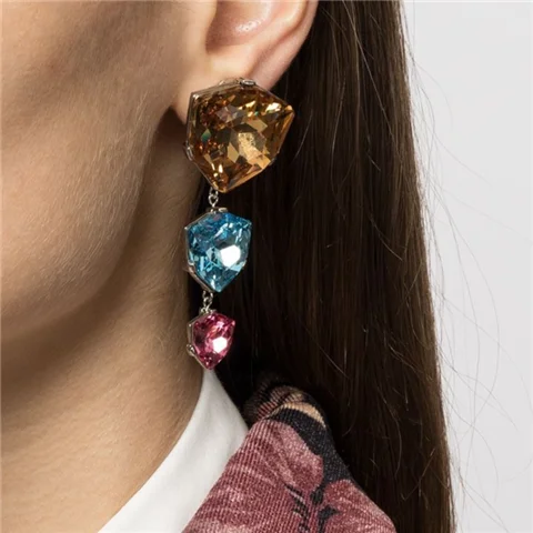 

Long high-end niche design exaggerated temperament crystal luxury ear clips without ear holes