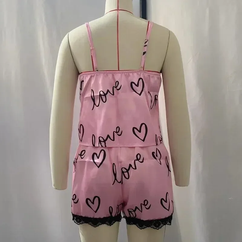 Пикантные пижамные комплекты с шортами Женская домашняя одежда принтом Love