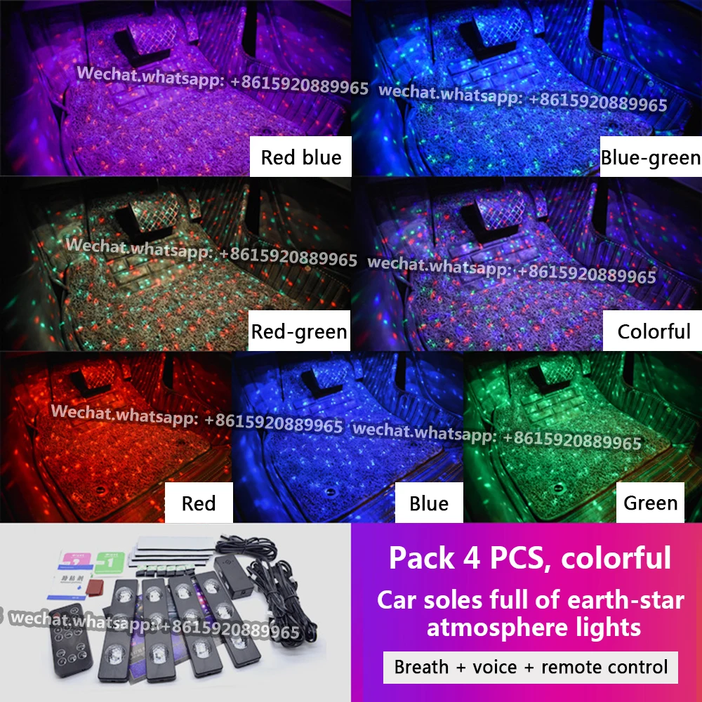 

4 шт., декоративные лампы RGB для салона автомобиля