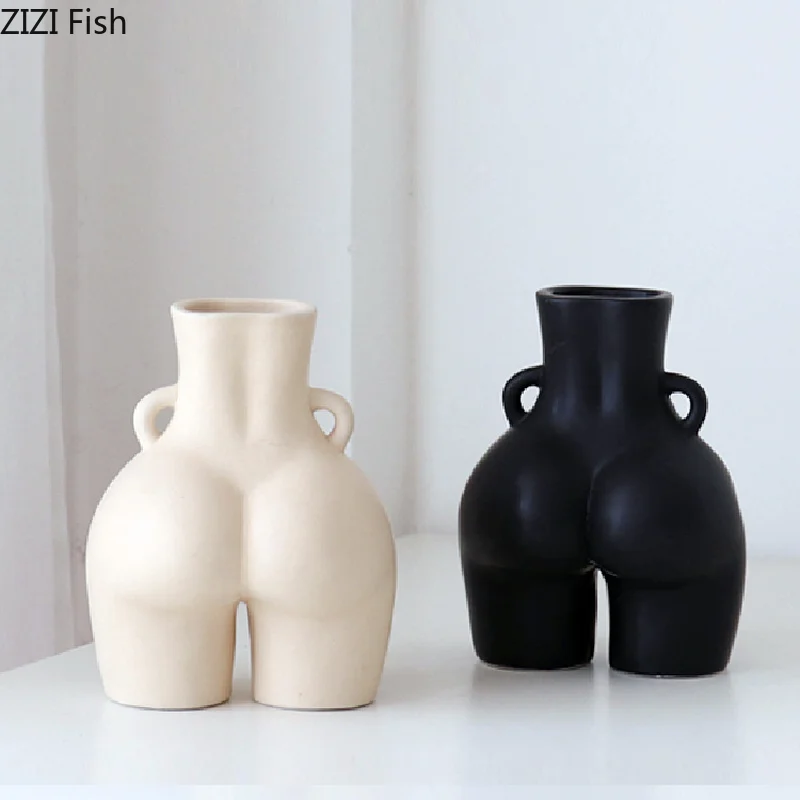 

European abstract body art vase ceramic butt flower arrangement container countertop hydroponic living room decoration gift