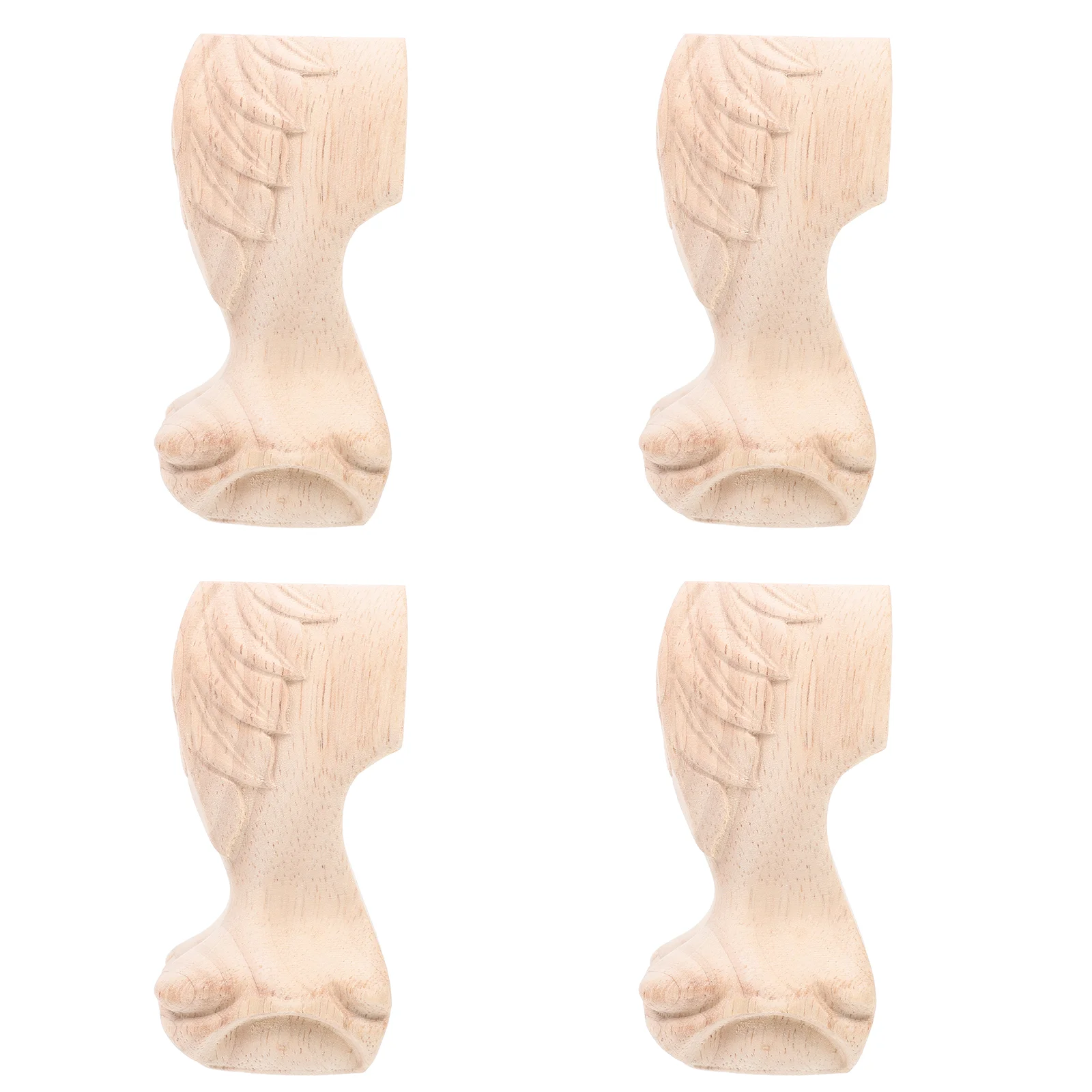 

4pcs Rubber Wood Carving Chair Legs Wooden Chair Decors Furniture Legs for Home