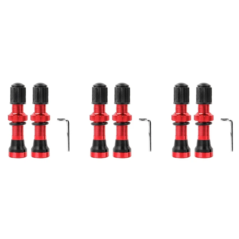 

New 6PCS Bicycle Schrader A/V Valves 40Mm CNC Machined Anodized Nipple For MTB Road Bike Tubeless Rims,Red